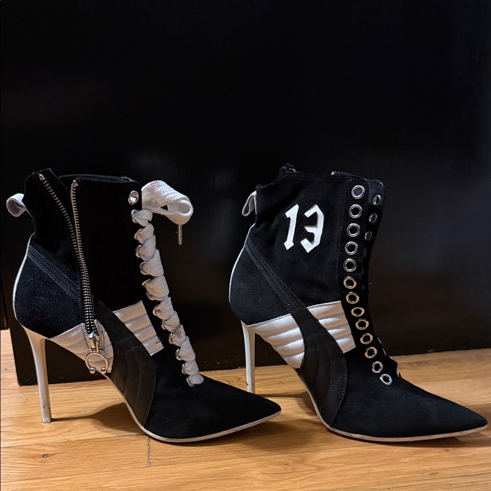 Puma Black and White High Heel Boots